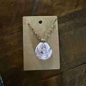 Seashell Pendant Necklace - Pink Shell on Silver Chain